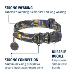 Ruffwear Front Range Collar aluminum V-ring detail demonstrates rustproof leash attachment for reliable control