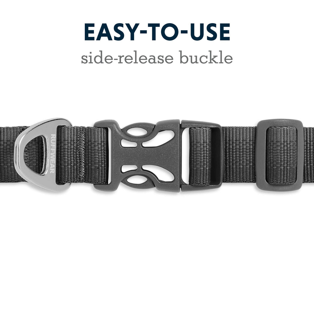 Ruffwear Front Range collar aluminum V-ring provides secure leash attachment.