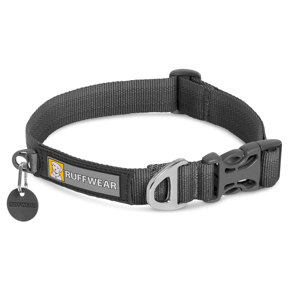 Ruffwear Front Range Twilight Grey collar 20-26 with durable Tubelok webbing for daily adventures.