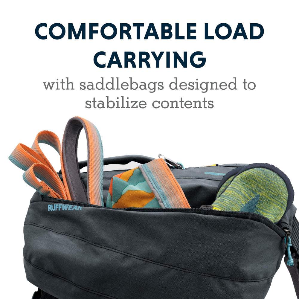 Ruffwear padded handle aids quick lift on rugged terrain.