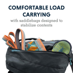Ruffwear padded handle aids quick lift on rugged terrain.