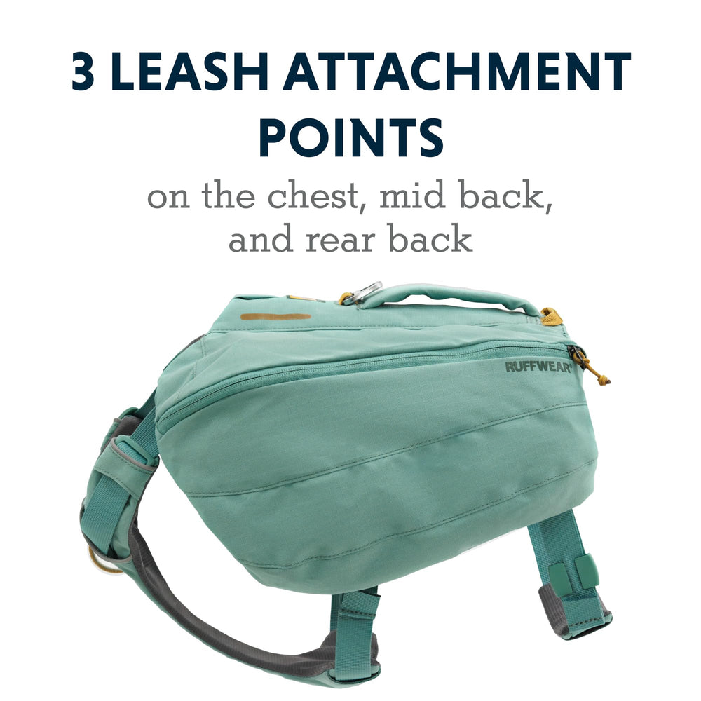 Ruffwear Front Range Day Pack padded handle for quick lift assists on rough terrain.