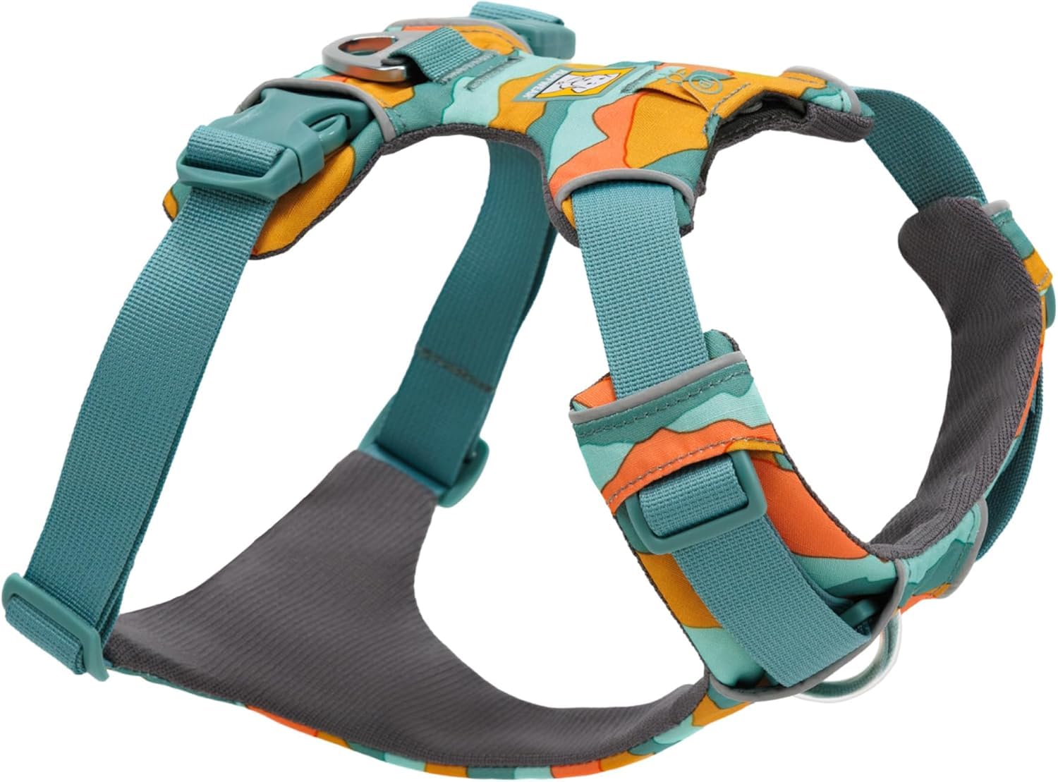 Ruffwear Front Range Harness back V-ring for easy leash control during daily walks.