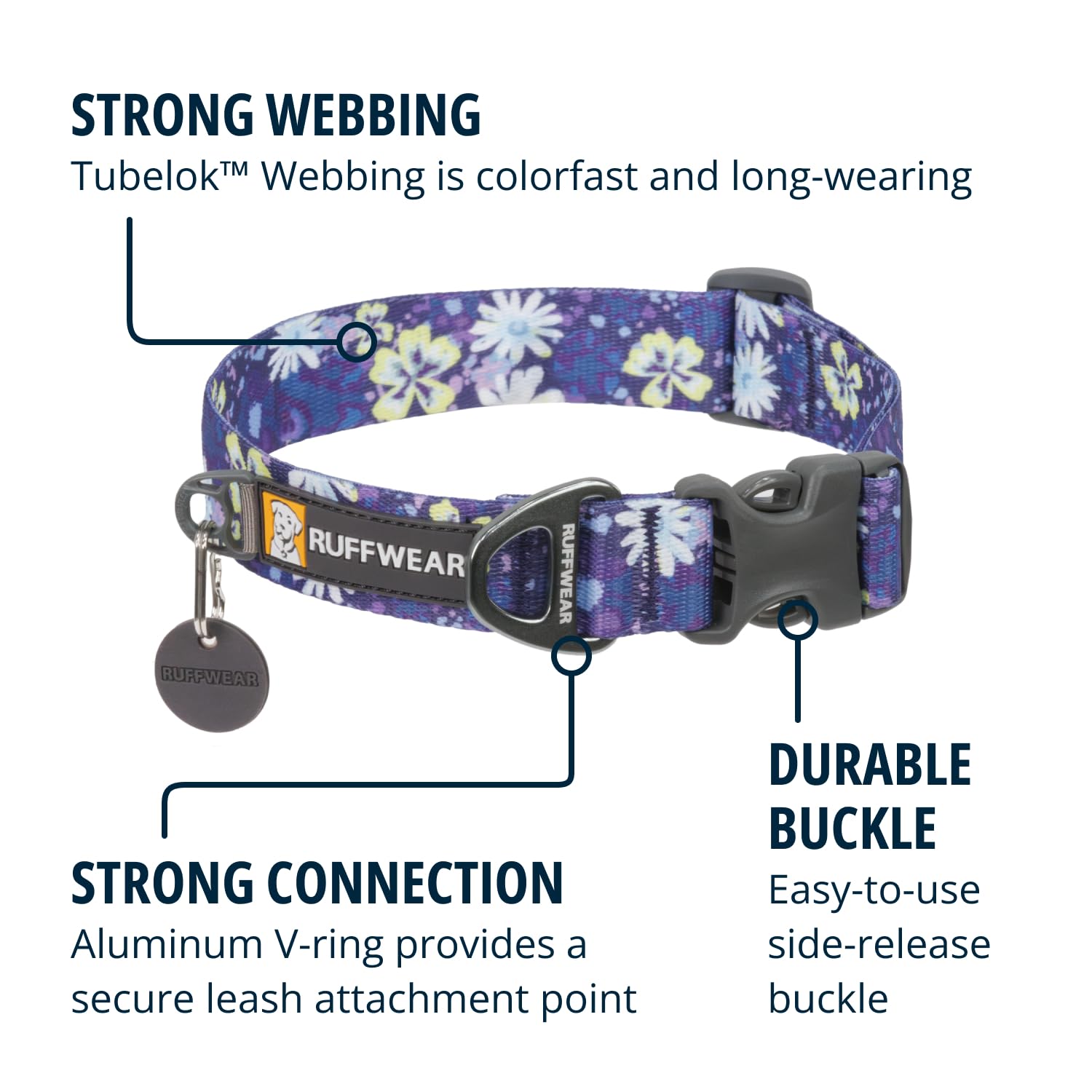 Ruffwear Front Range side-release buckle for easy on/off and secure fit.