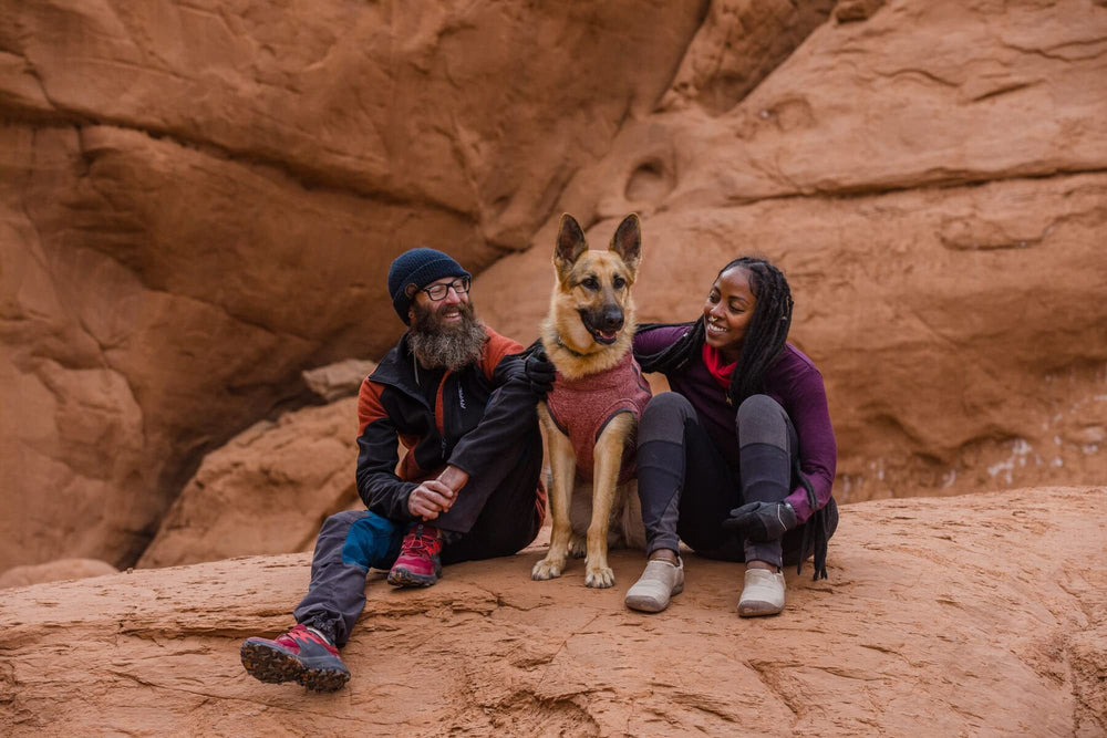 Ruffwear Hemp Hound Sweater layering under shell on damp days.