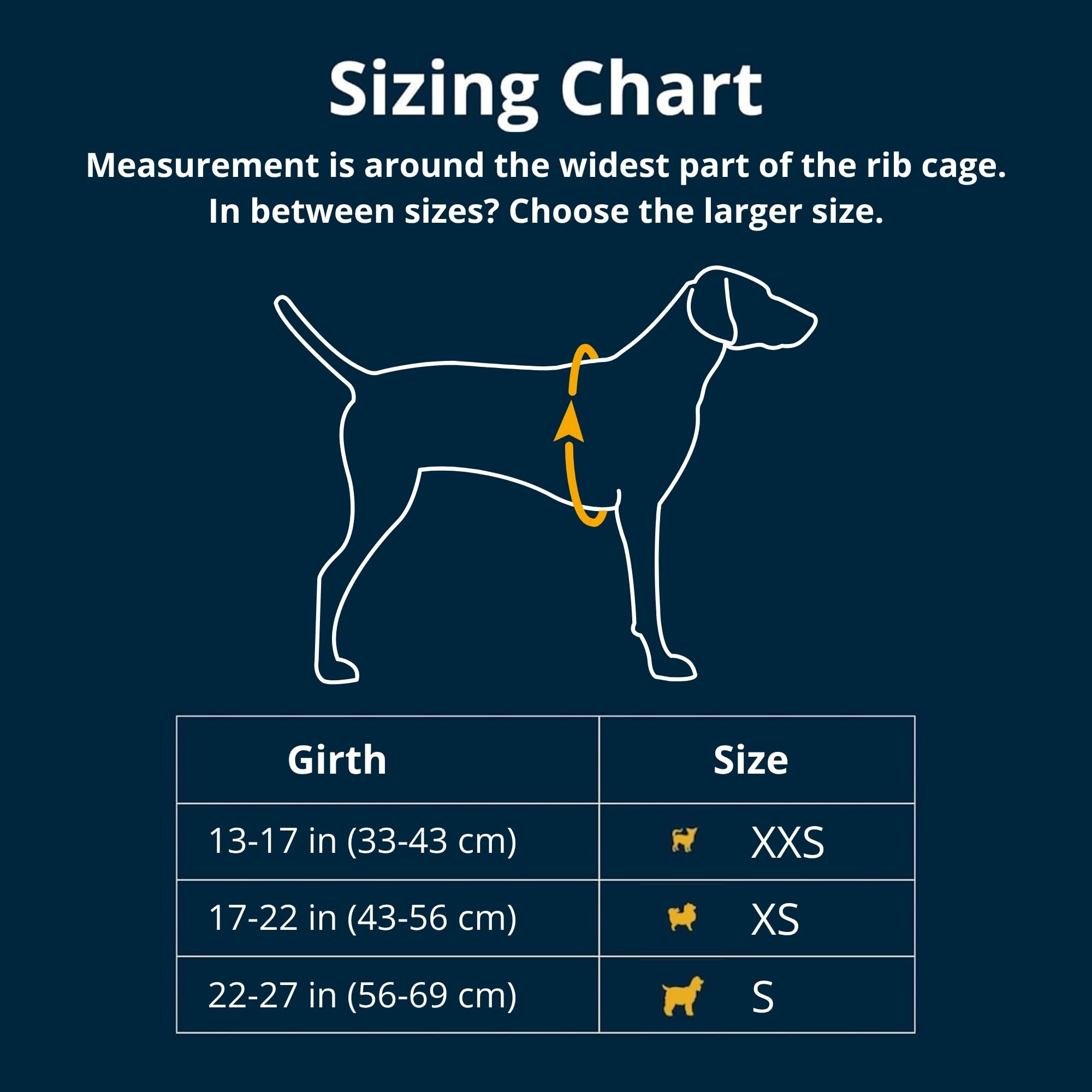 Ruffwear Hitch Hiker size-chart view helps verify the perfect fit for small dogs.