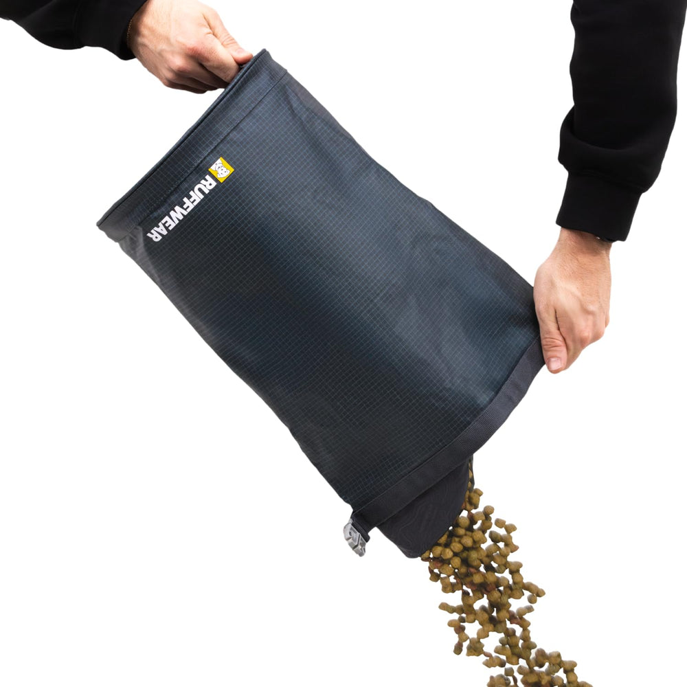 Ruffwear Kibble Kaddie compact design packs flat for storage.
