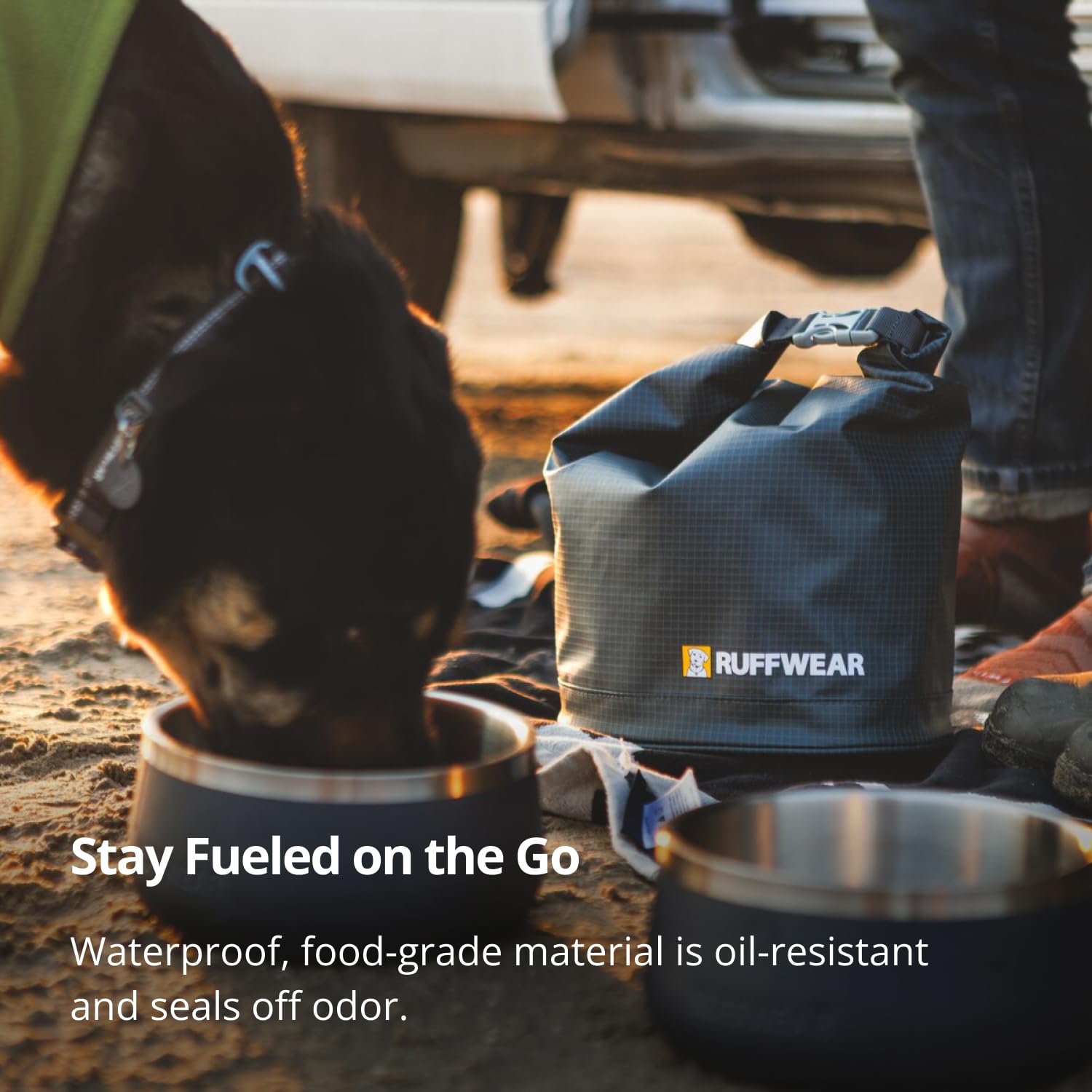 Ruffwear Kibble Kaddie top-spout pour simplifies feeding without spills.