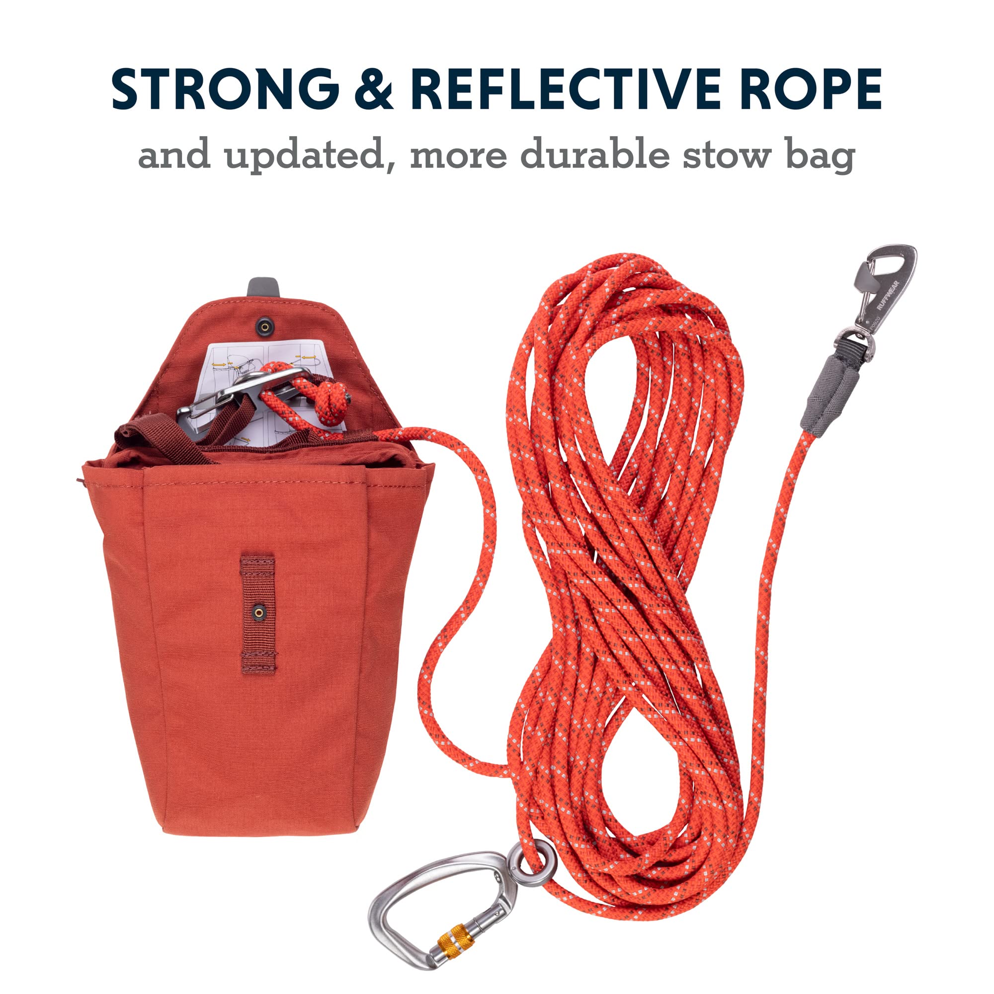 Ruffwear Knot-A-Hitch integrated reflectivity improves visibility in low light.