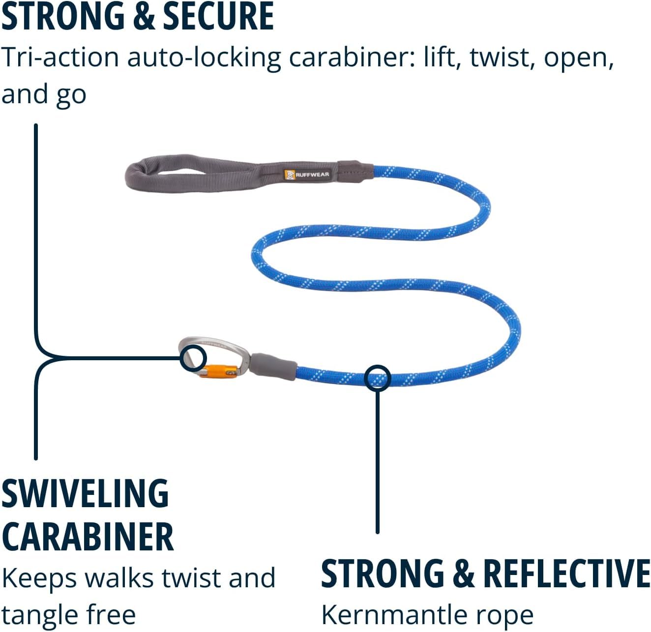 Ruffwear Knot-a-Leash on a dog on trail demonstrates everyday adventure-ready design.