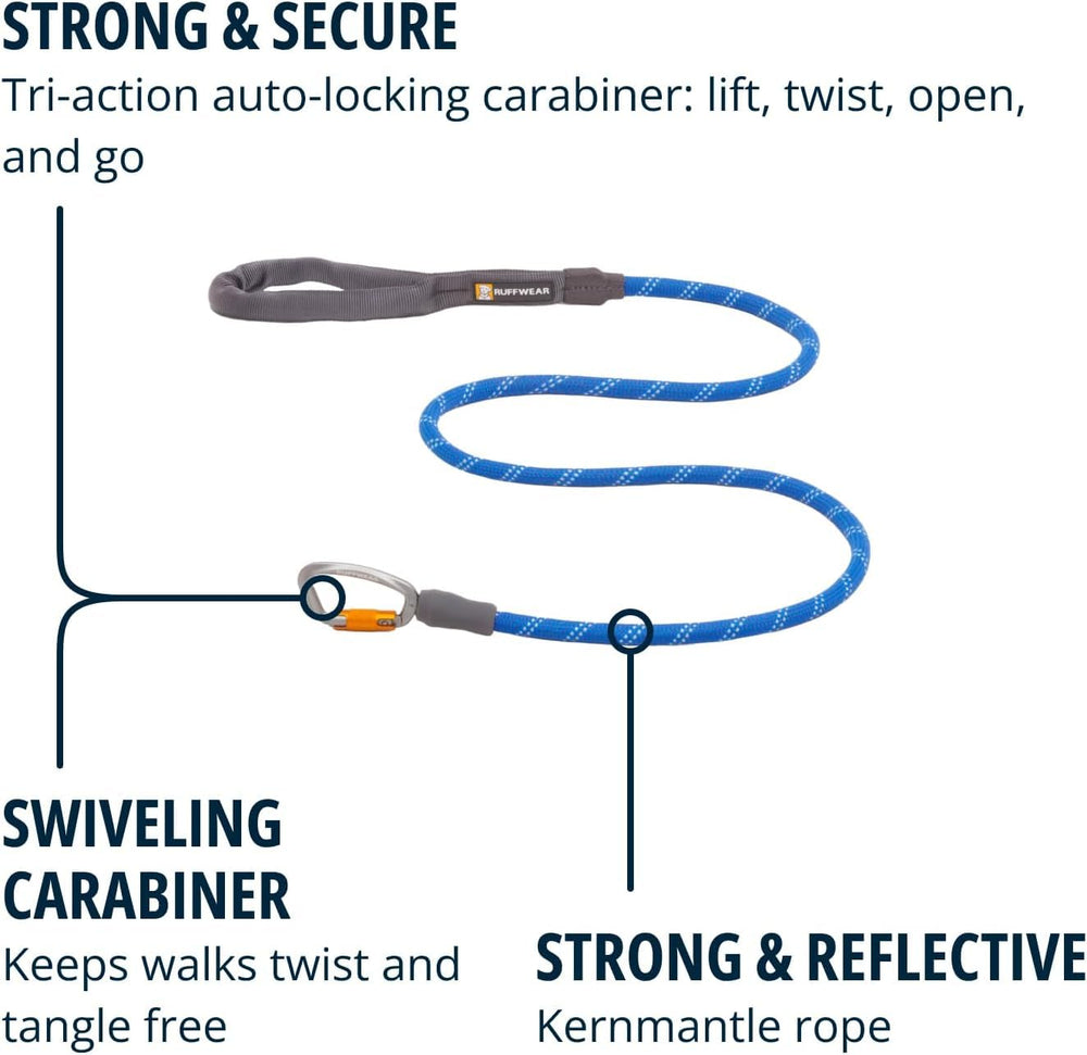 Ruffwear Knot-a-Leash on a dog on trail demonstrates everyday adventure-ready design.