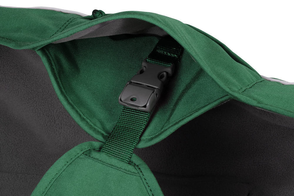 Ruffwear Overcoat Fuse back V-ring shows secure leash point for confident strolling