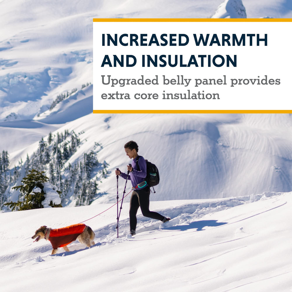 Ruffwear Powder Hound jacket light loop allows Beacon Light attachment for safety.