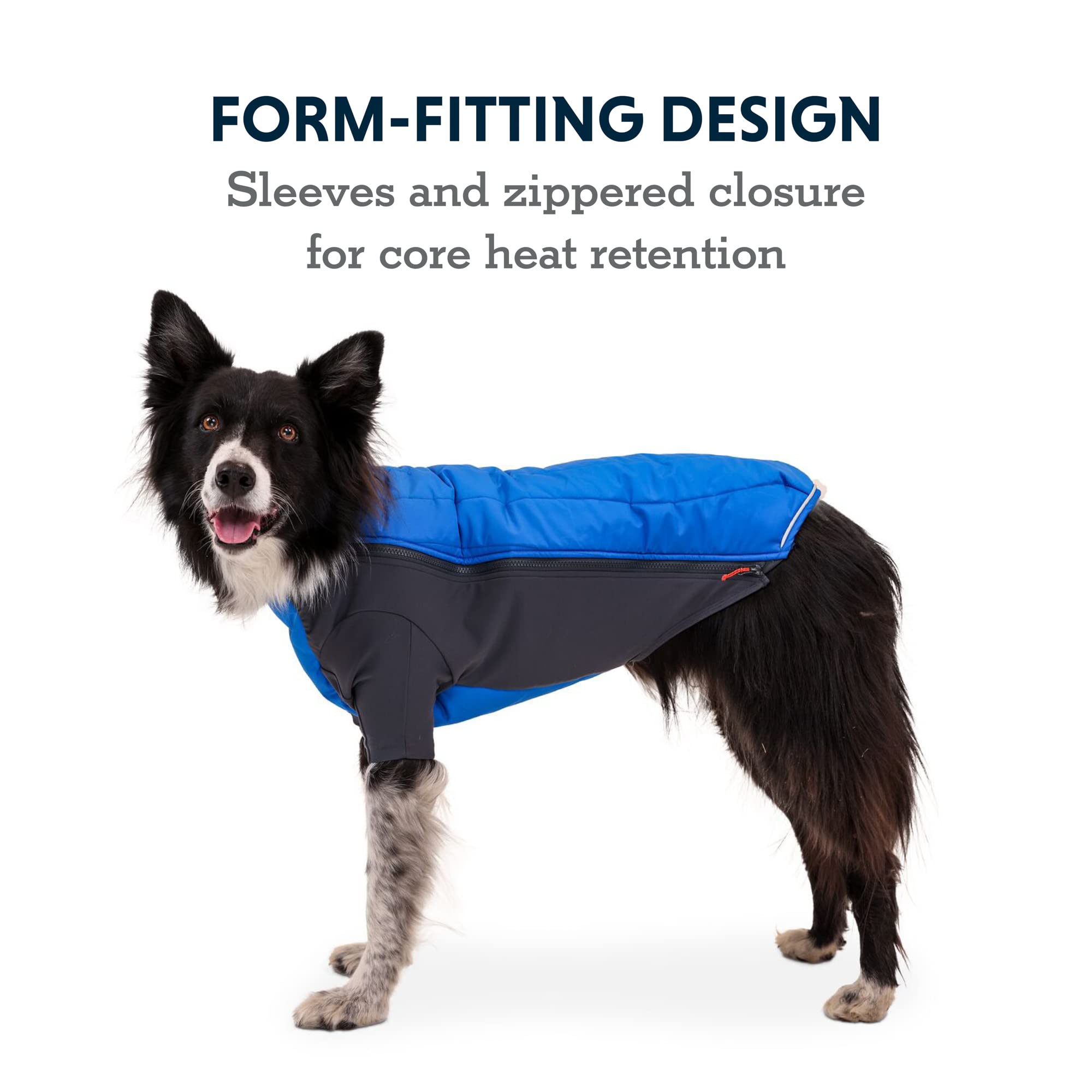 Ruffwear Powder Hound side stretch panel in Blue Pool emphasizes flexible movement during adventures.