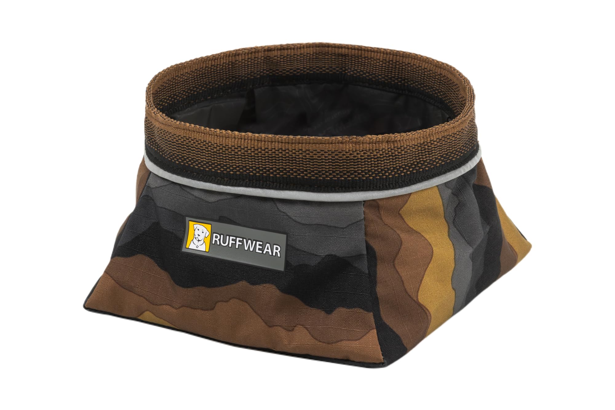 Ruffwear Quencher bowl folded for compact travel, great for pockets.