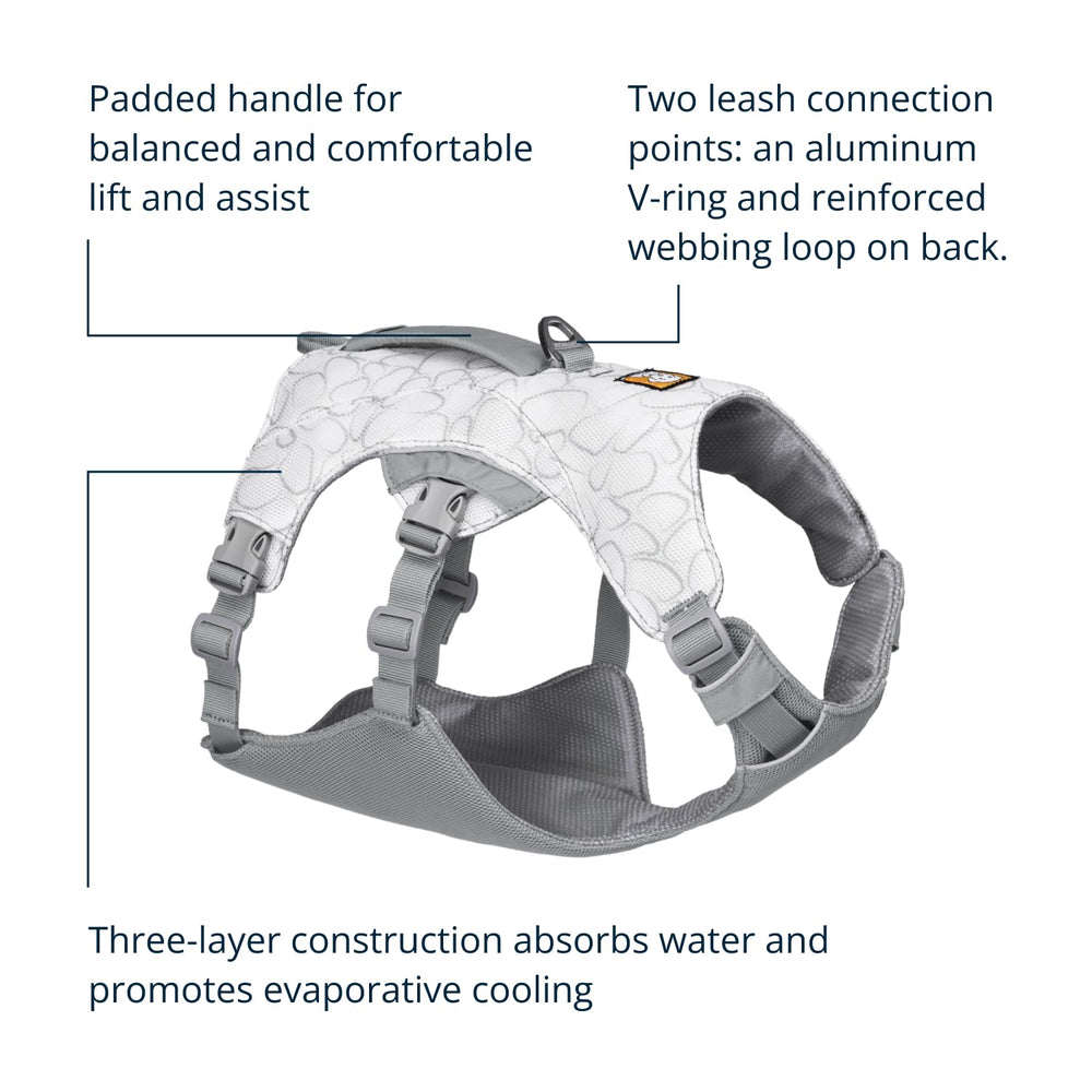 Ruffwear Swamp Cooler Harness back view shows dual leash attachment options.