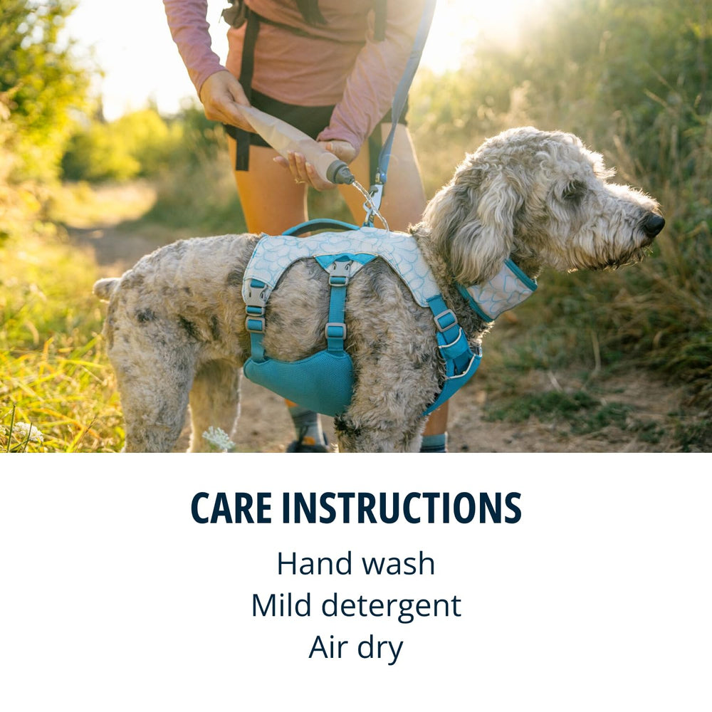Ruffwear Swamp Cooler Harness light loop supports Beacon Light for safety.