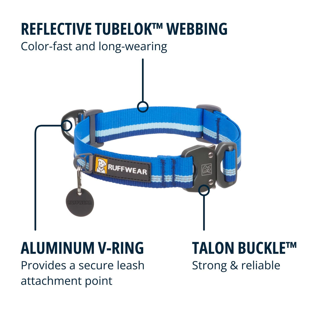 Ruffwear Top Rope Collar's anodized V-ring provides a sturdy leash connection.
