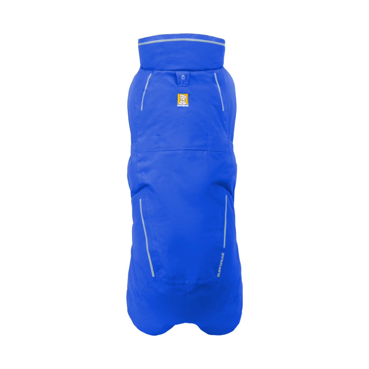 Ruffwear Vert Dog Winter Jacket back view highlighting extended coverage for chilly trail runs