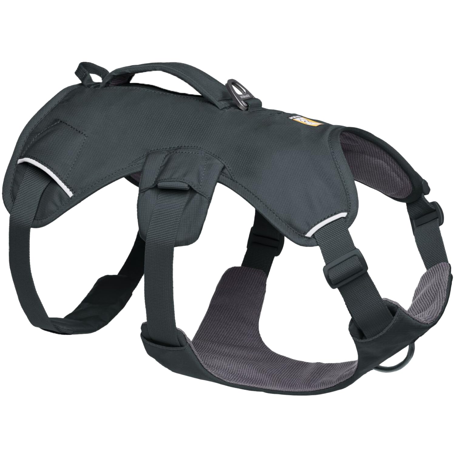 Ruffwear Web Master harness with reinforced lift handle for easy lifting and mobility.