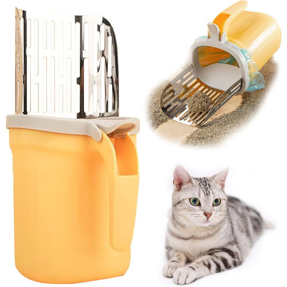 RUIFANDAHK all-in-one cat litter scoop ready for quick cleanup and bag disposal.