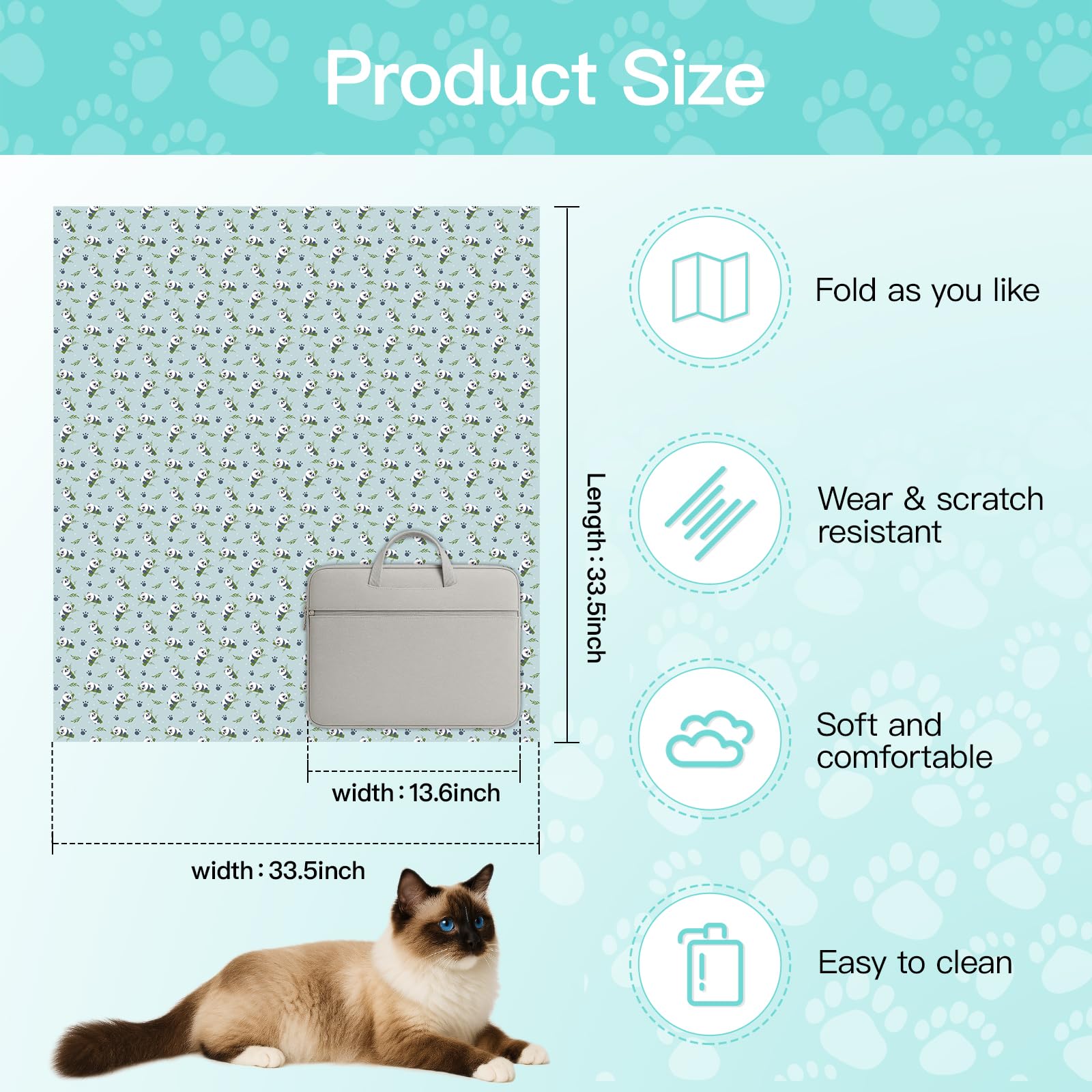 Ruiliangai cat wrap 33x33in size demonstrates fit for kittens to adults.