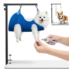 Ruiony dog grooming arm frame assembly showing sturdy stainless steel construction for stability