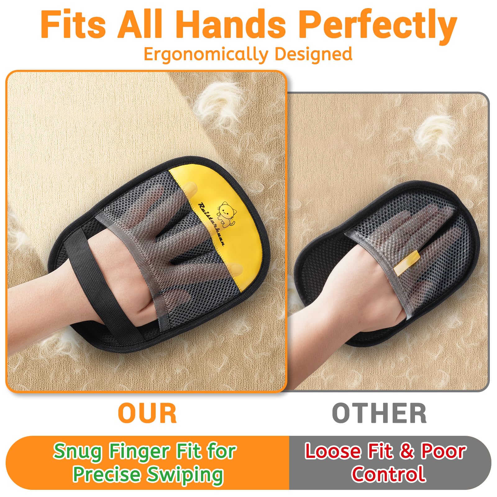 Ruistarhuan electrostatic-hair-removal action attracts fur with simple rubbing.