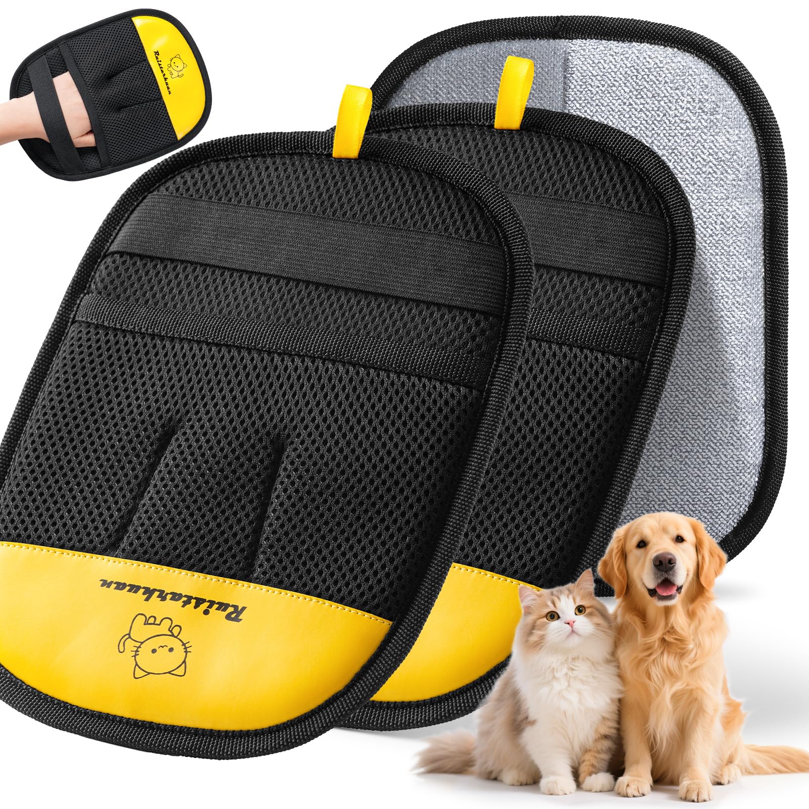 Ruistarhuan pet-hair-removal-glove on hand for fast fur pickup and quick cleanup.