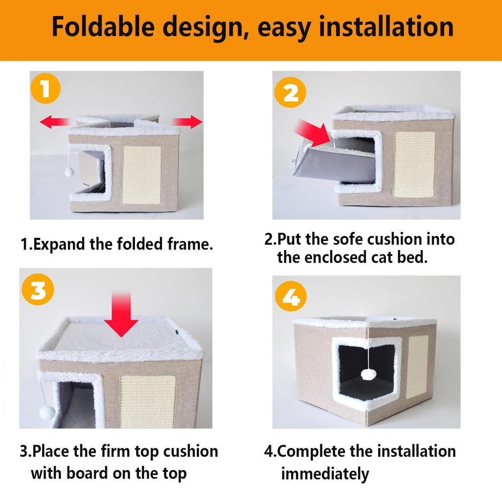 RuiXiangTeng cat house with fluffy ball for interactive play