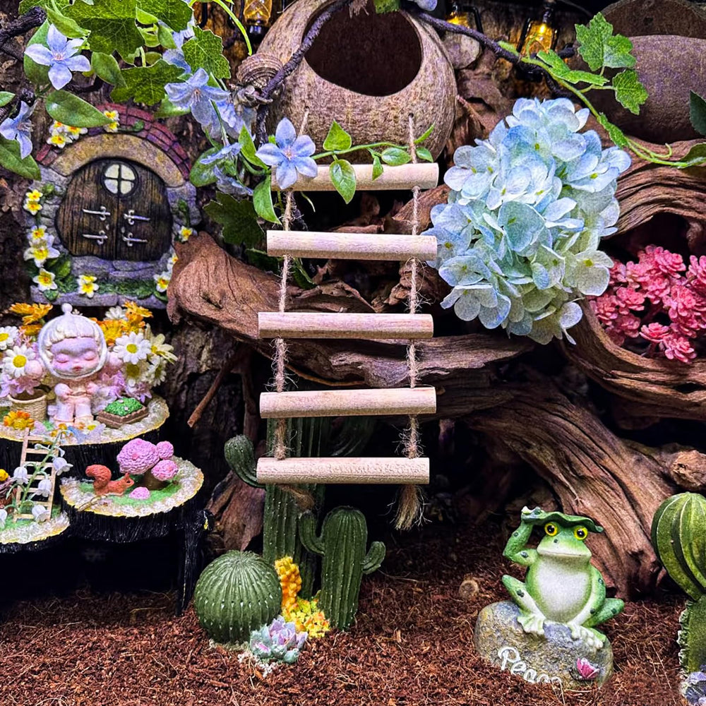 RUNANIA Crested Gecko Tank Accessories ladder bridge supports gentle climbing and muscle development.