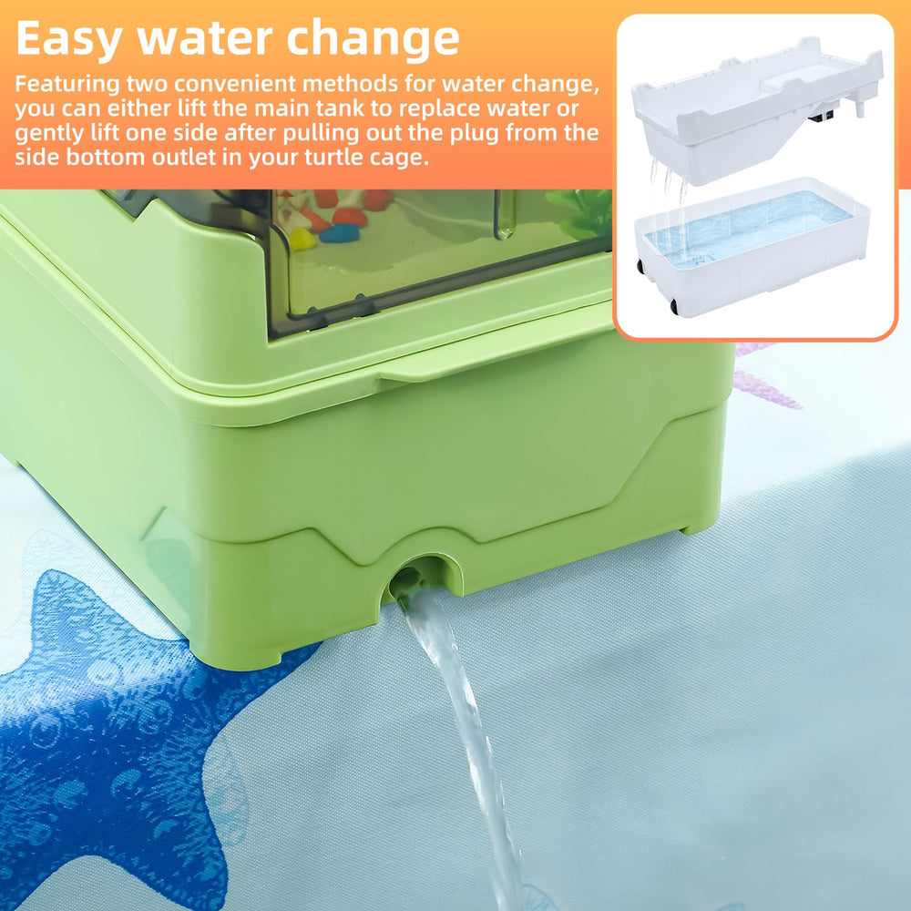 RunDuck Turtle Habitat Kit filtration-system keeps water clear with carbon.