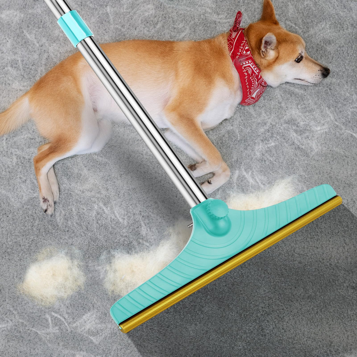 Rundik carpet rake extended handle enables standing cleaning and comfort.