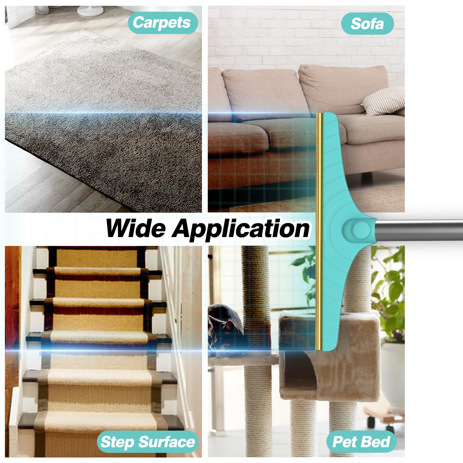 Rundik carpet rake multi-purpose-use showcases lint removal and textiles care.