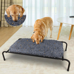 Rundik elevated dog bed assembly shows quick setup for cozy indoor use.