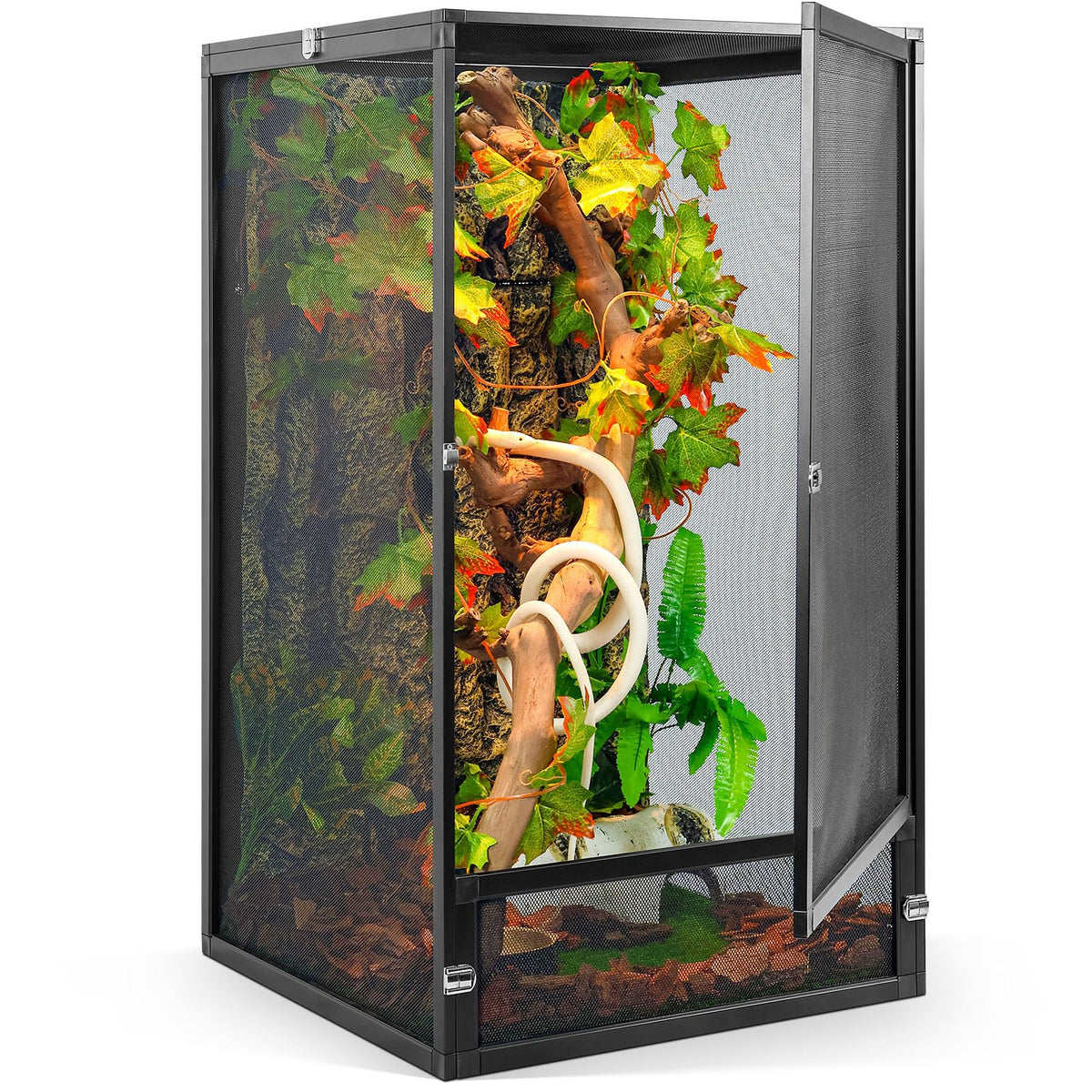 RunDuck 45-gallon panoramic terrarium front view with expansive visibility for easy observation.