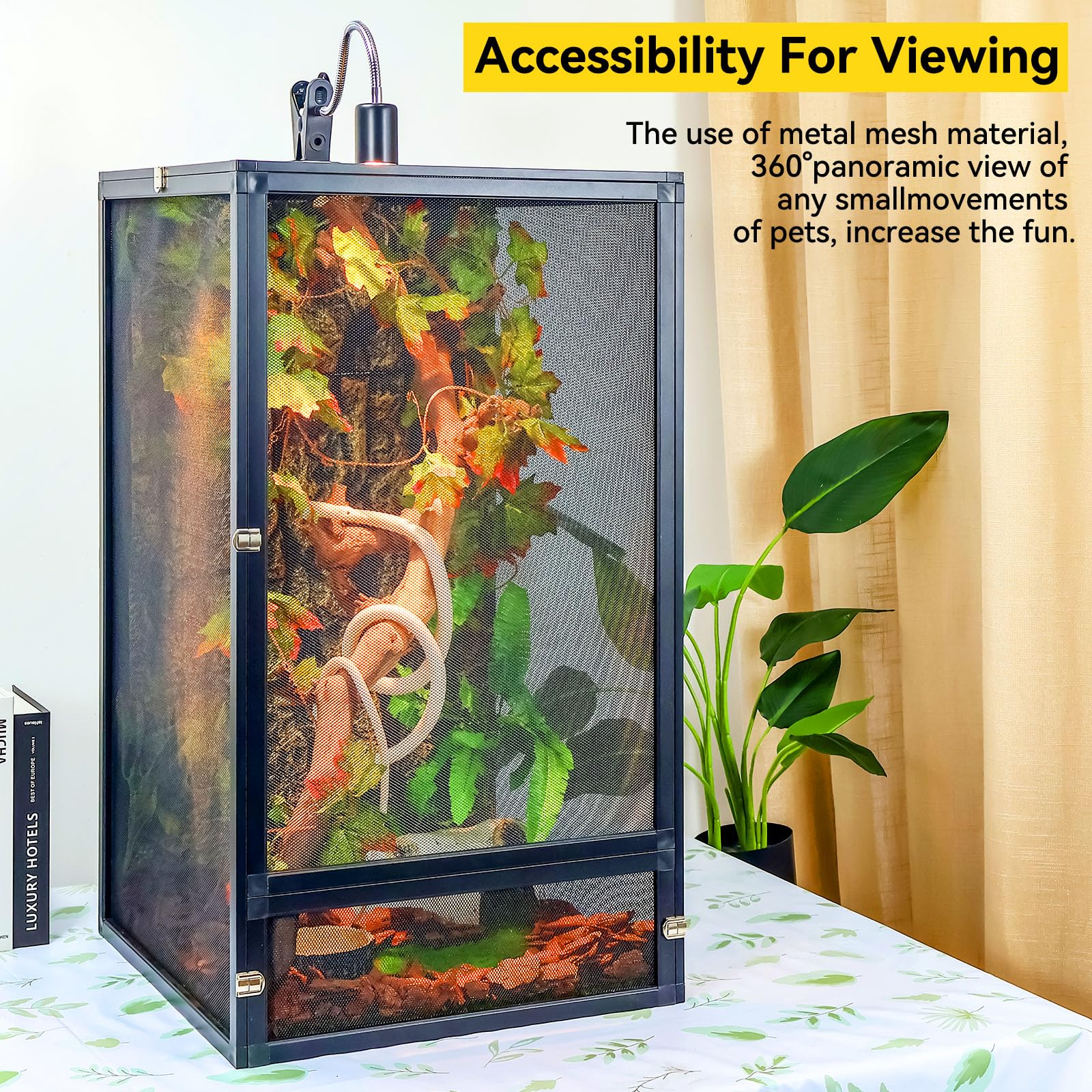 RunDuck 45-gallon terrarium top view highlighting airflow-friendly five-sided ventilation.