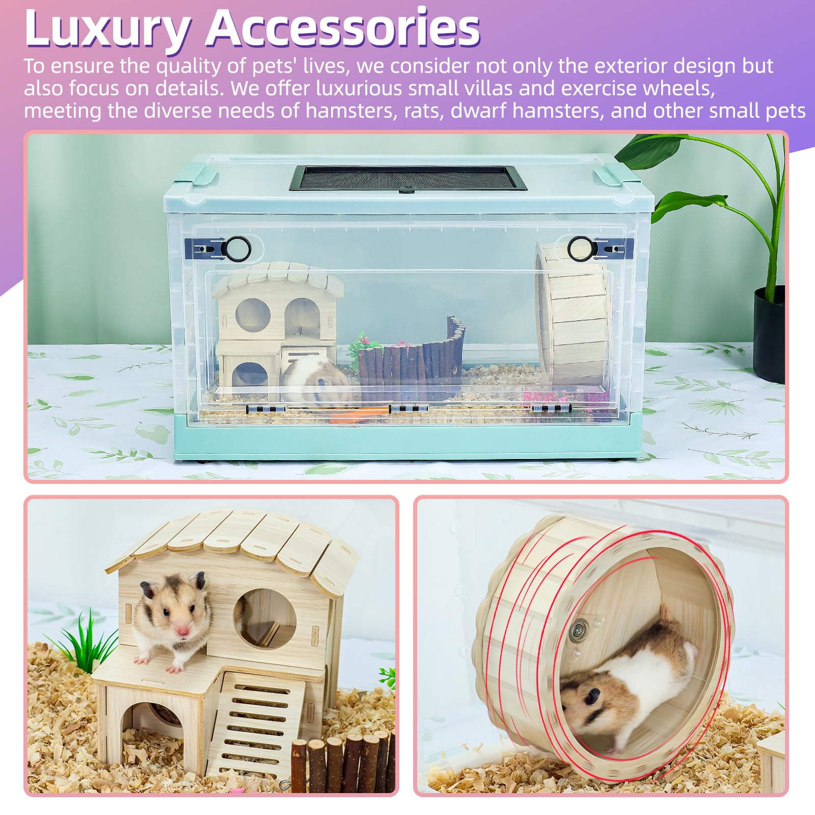RunDuck luxury villas and exercise wheel enhance enrichment for hamsters and other small pets