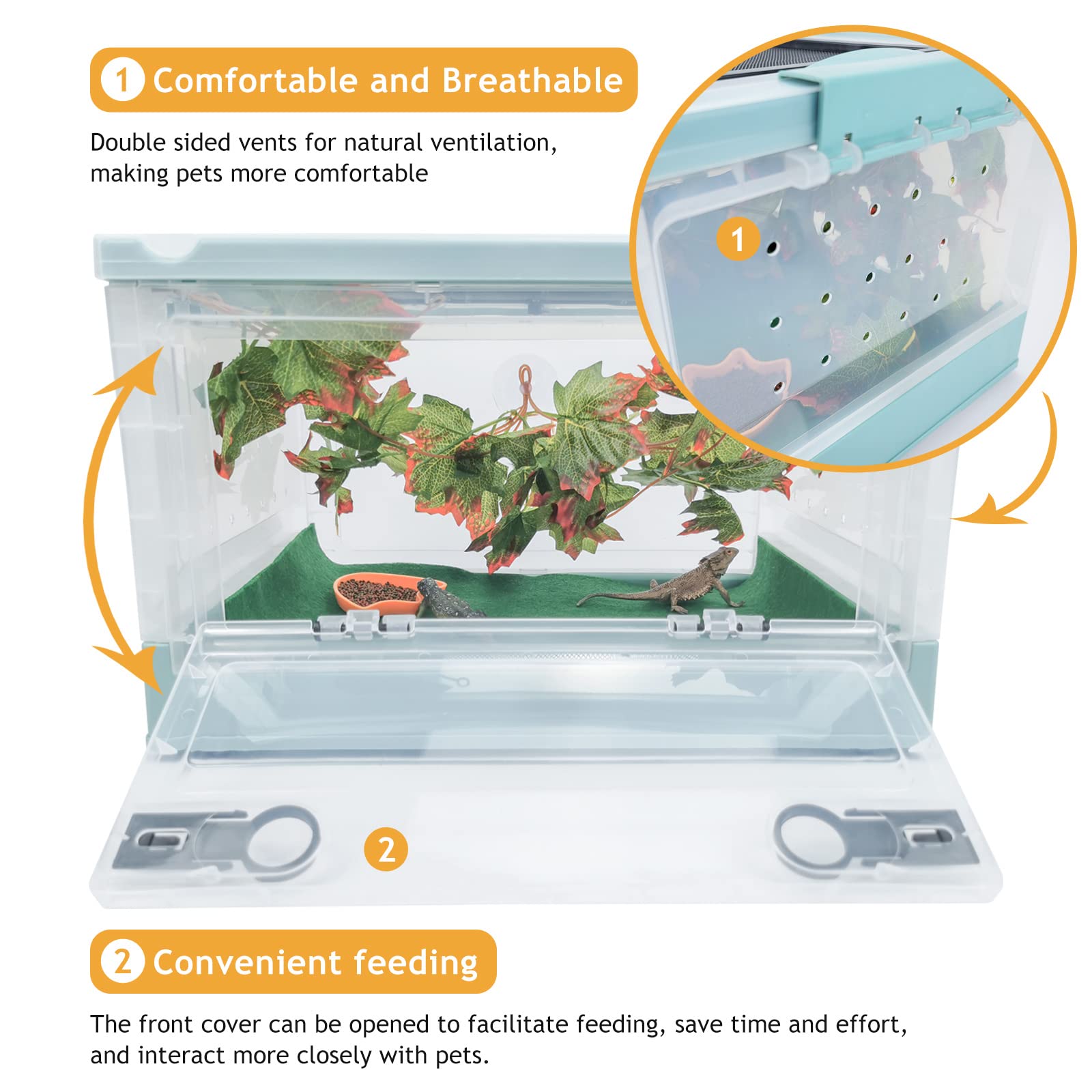RunDuck Travel Terrarium Double-Ventilation ensures natural airflow for comfort.