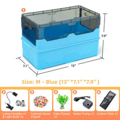 RunDuck Turtle Habitat Tank Kit blue waterfall flow for engaging water play.