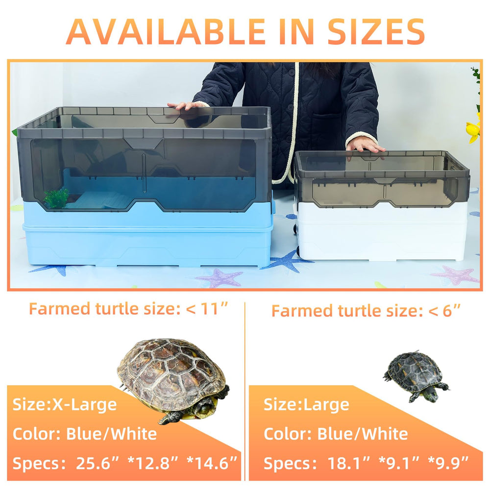 RunDuck Turtle Habitat Tank Kit offers convenient bottom-side outlet for easy water changes.