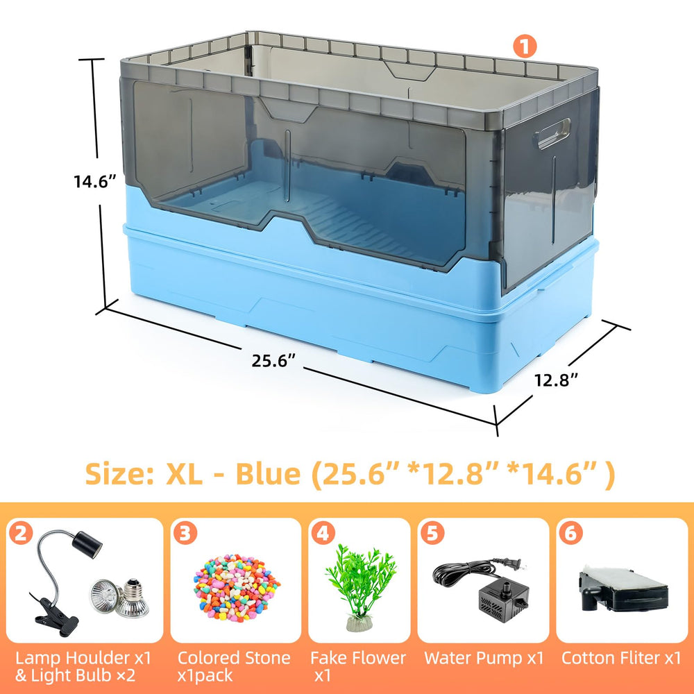 RunDuck Turtle Habitat Tank Kit demonstrates waterplay enrichment in a compact turtle habitat.