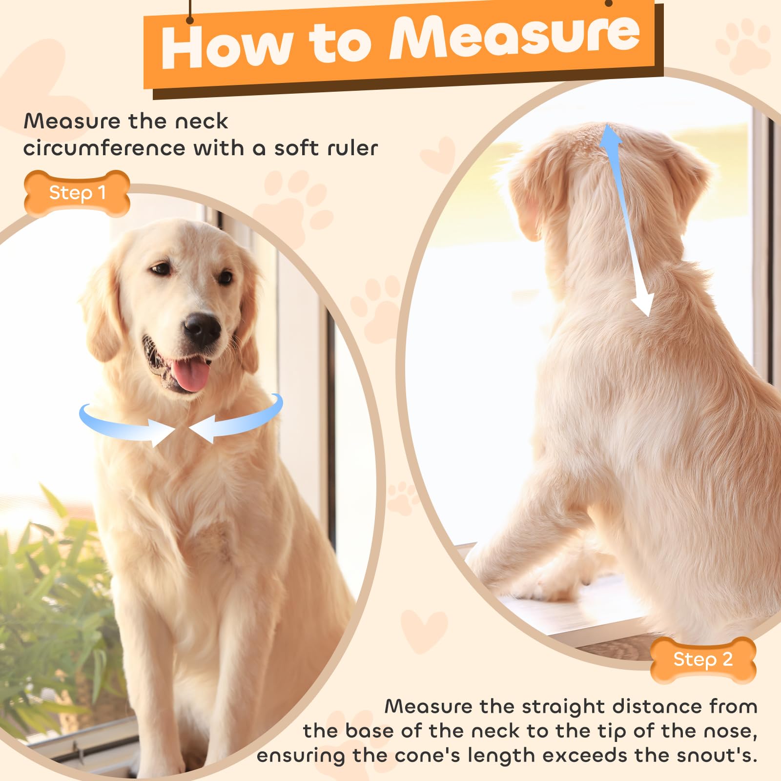 Runeap soft dog cone neck measurement guide for best fit