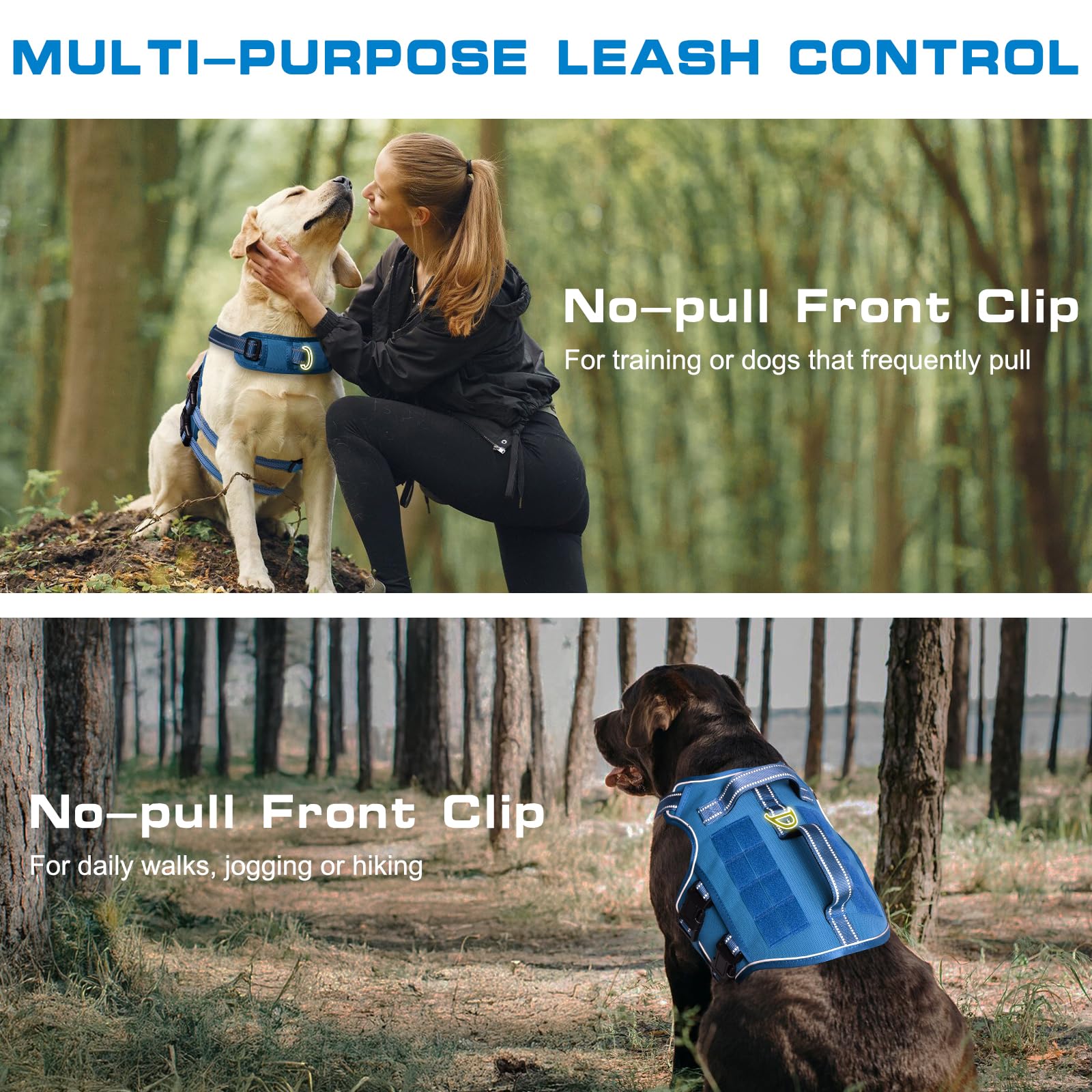RunFido small dog harness no-pull front clip showing guided walking control