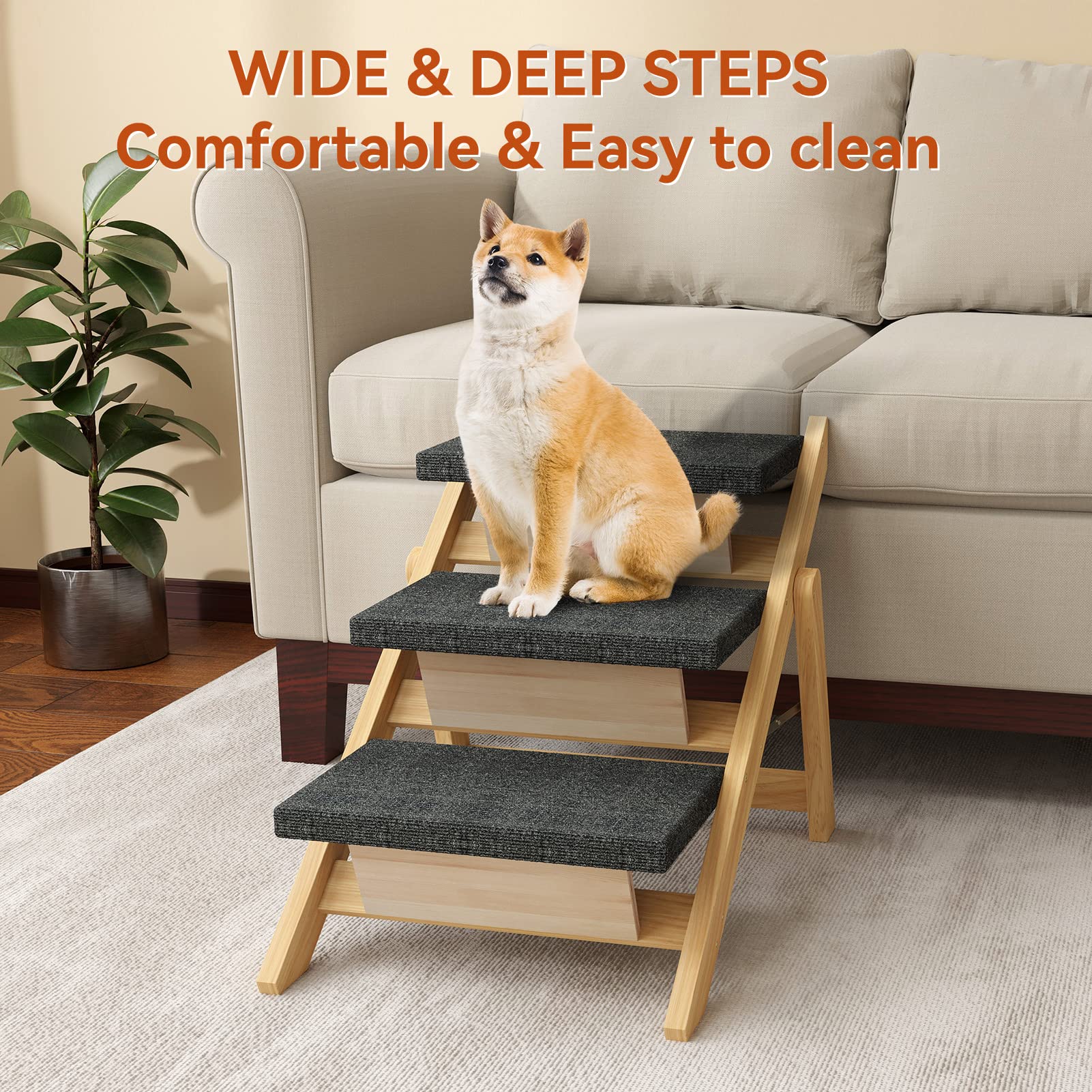 RunLexi Pet Stairs 2-in-1 convertible design transitions to ramp