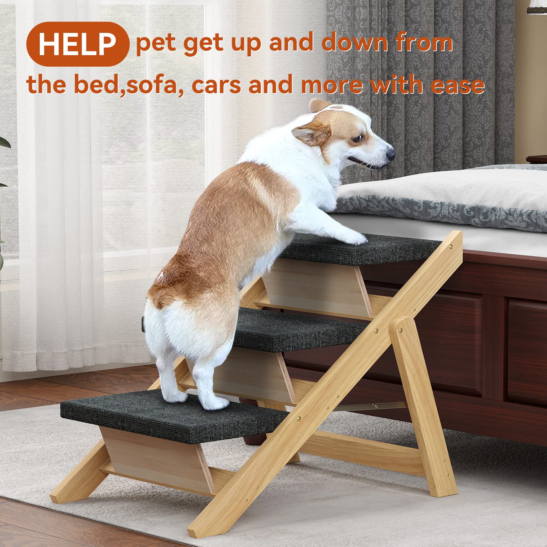 RunLexi Pet Stairs folded compact for easy storage and travel