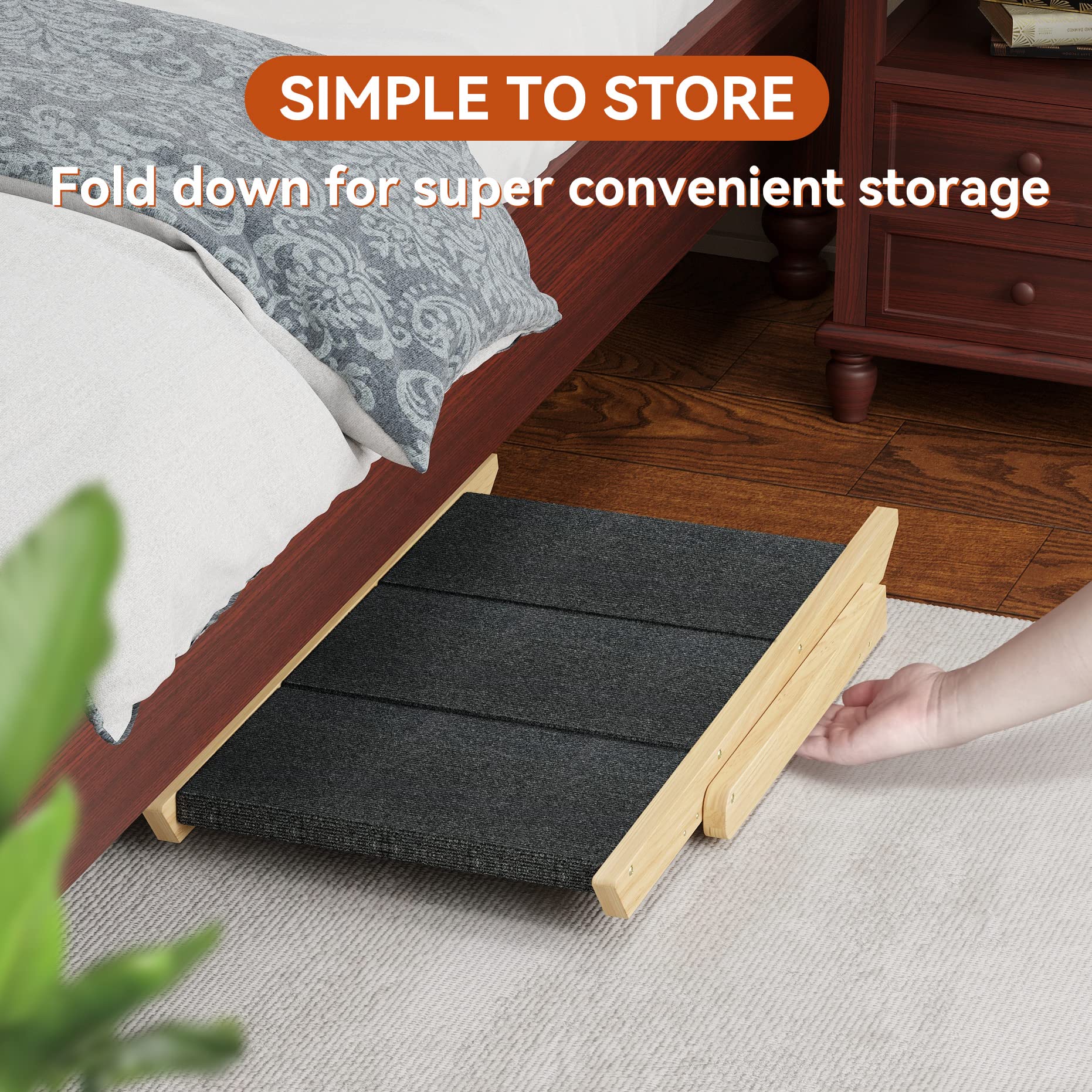 RunLexi Pet Stairs in-use on sofa helping pets reach seating