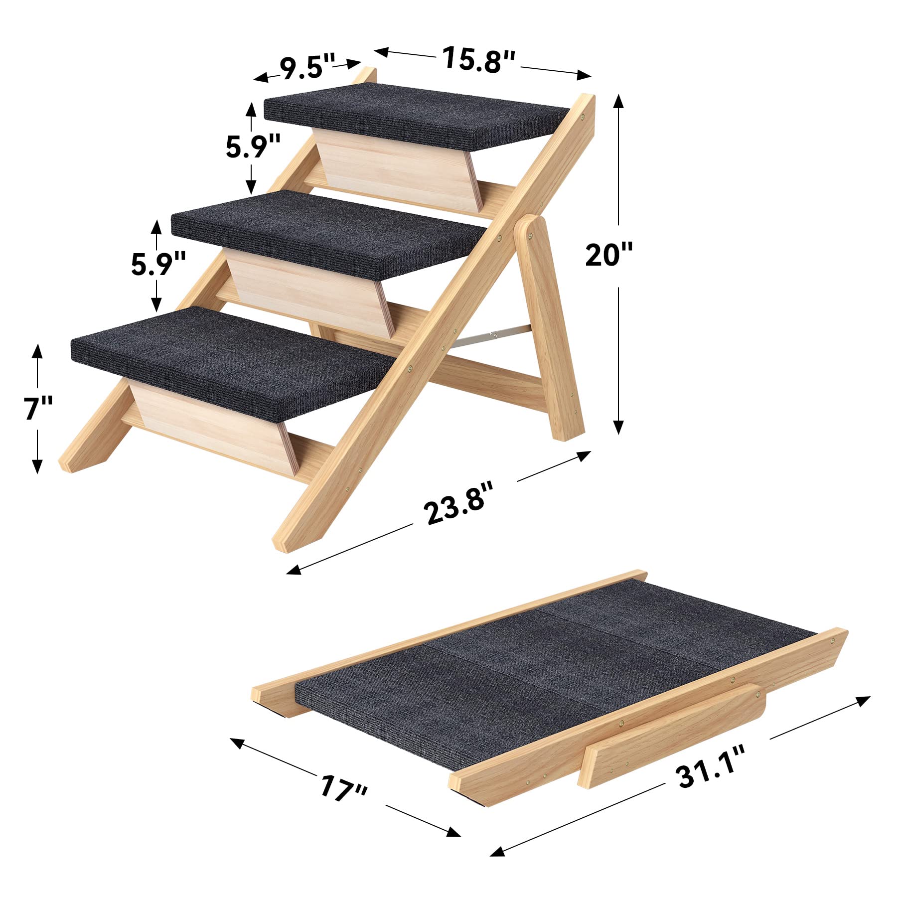 RunLexi Pet Stairs wide steps provide stable footing for medium dogs