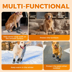 Runpaws gray M indoor-outdoor design keeps paws warm and protected.
