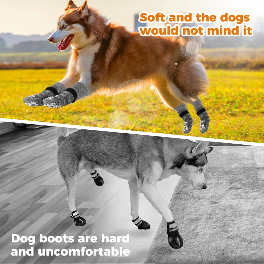 Runpaws anti-slip dog socks with retaining strap keep socks on during activity.